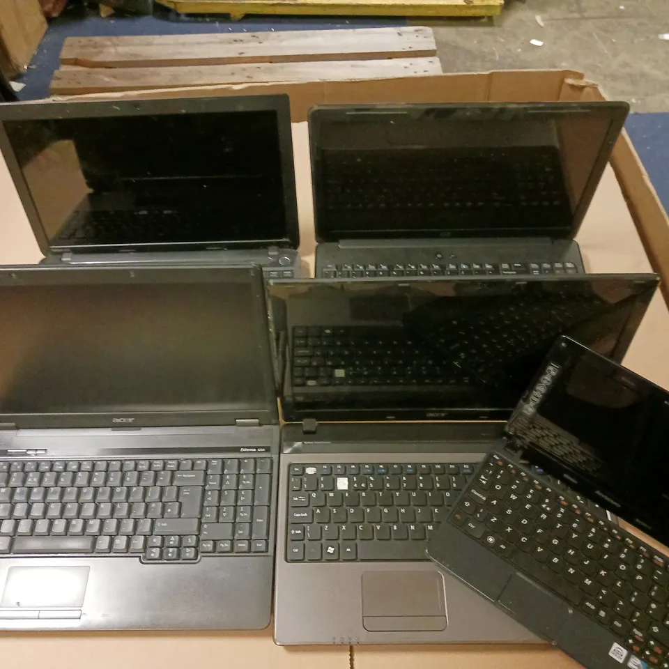 LOT OF 5 ASSORTED LAPTOPS TO INCLUDE LENOVO, ACER, TOSHIBA AND HP