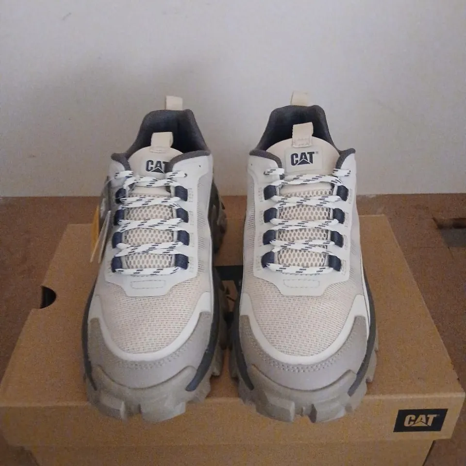 CAT INTRUDER LIGHTNING MESH TRAINERS – MEN'S, TAUPE/WHITE, UK 6 (US 7)