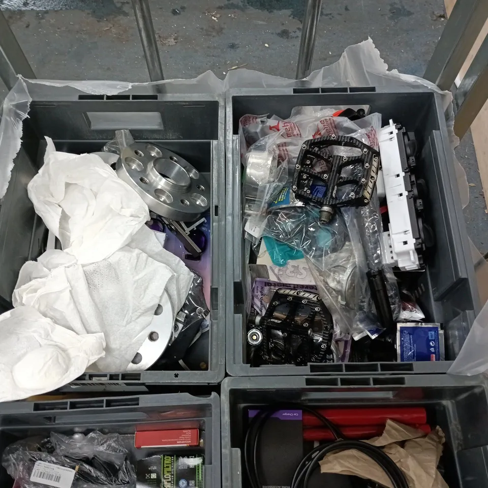 LOT OF ASSORTED AUTO AND VEHICLE ITEMS TO INCLUDE EBI BLISTEN TIE ROD END, PUNCTURE REPAIR KIT AND INNER TUBE AND SOCKET SET