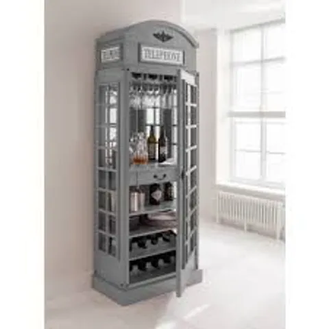 BRAND NEW BOXED HOMES DIRECT 365 GREY TELEPHONE BOX DISPLAY CABINET (2 BOXES)