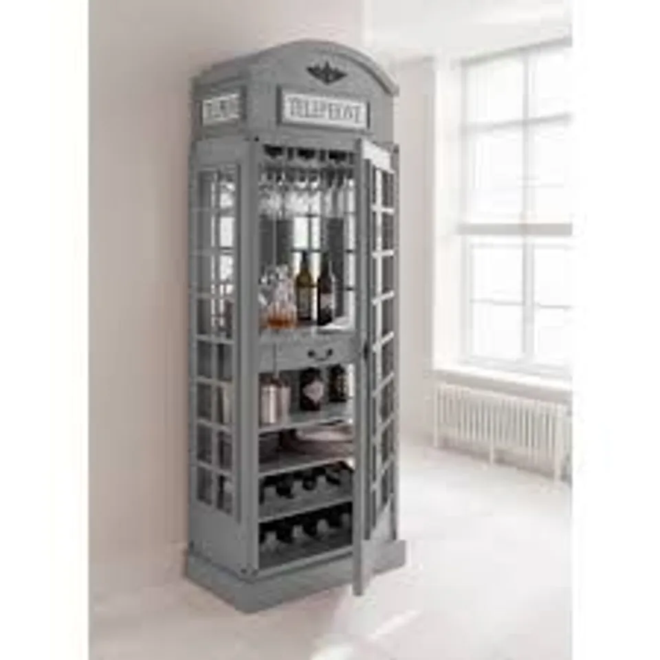 BRAND NEW BOXED HOMES DIRECT 365 GREY TELEPHONE BOX DISPLAY CABINET (2 BOXES)