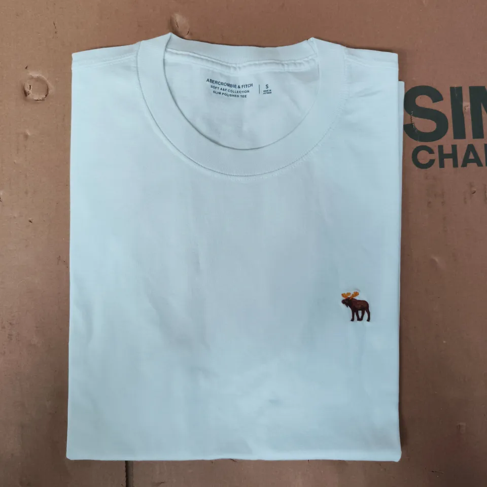 ABERCROMBIE & FITCH SLIM POLISHED SHORT SLEEVE T-SHIRT IN WHITE SIZE SMALL