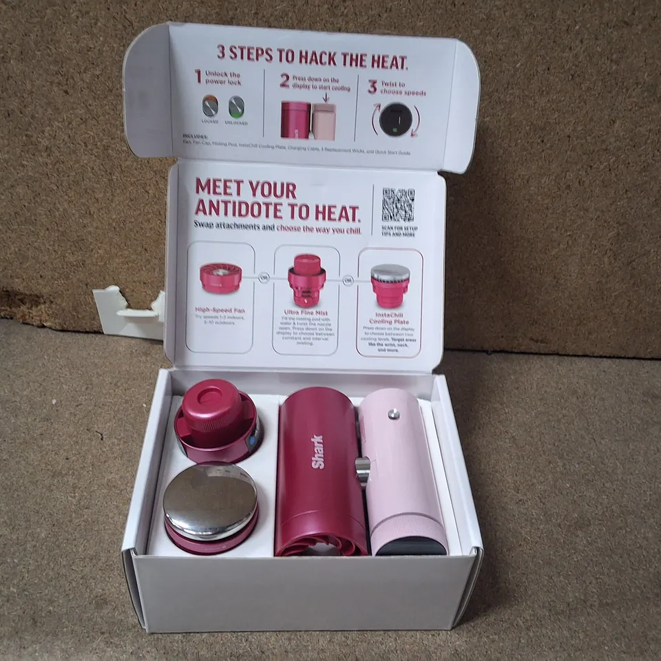 SHARK CHILL PILL PERSONAL COOLING DEVICE – PINK, BOXED 3IN1 FAO22UKPK