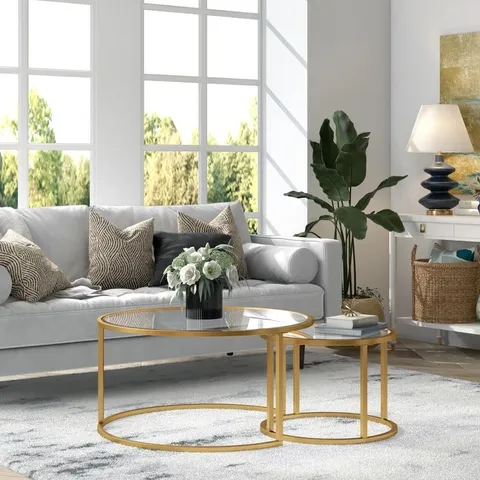 BOXED HARLESS 2 PIECE COFFEE TABLE SET 