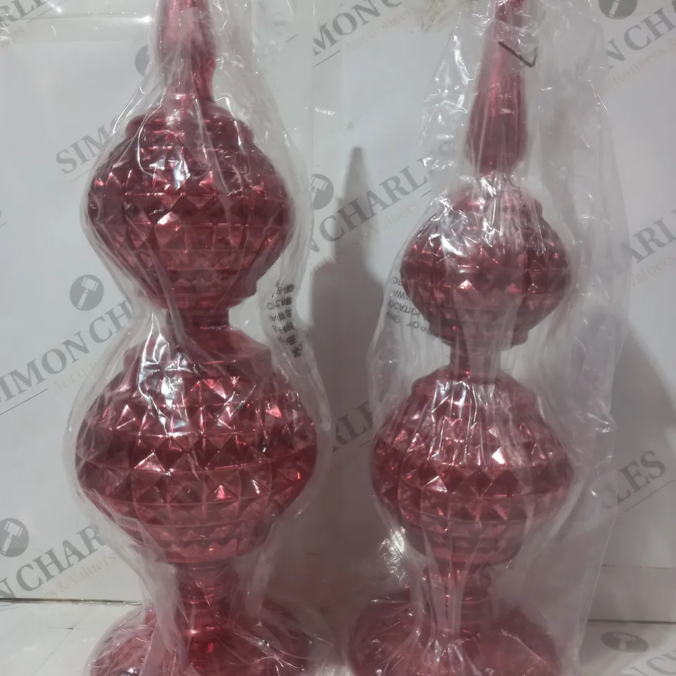 BOXED SET OF 2 DECORATIVE RED CHRISTMAS TREES