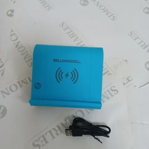 BELL HOWELL 2IN1 SPEAKER AND WIRELESS CHARGER  IN BLUE 