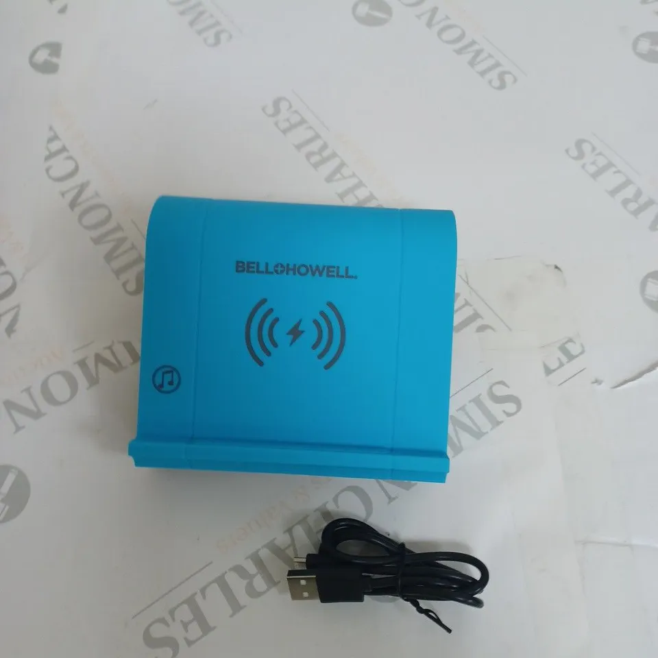 BELL HOWELL 2IN1 SPEAKER AND WIRELESS CHARGER  IN BLUE 