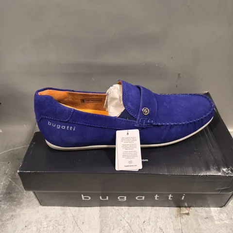 BOXED PAIR OF BUGATTI SLIP ONS IN BLUE - 11