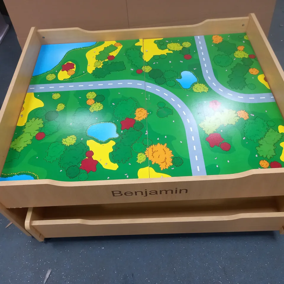 PERSONISED WOODEN KIDS PLAYTABLE WITH TOY STORAGE DRAW