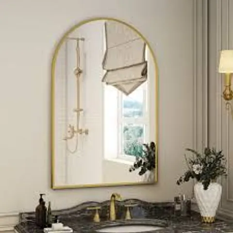 BOXED LILARAM ARCHED METAL FRAMED WALL MIRROR BATHROOM MIRROR (1 BOX)