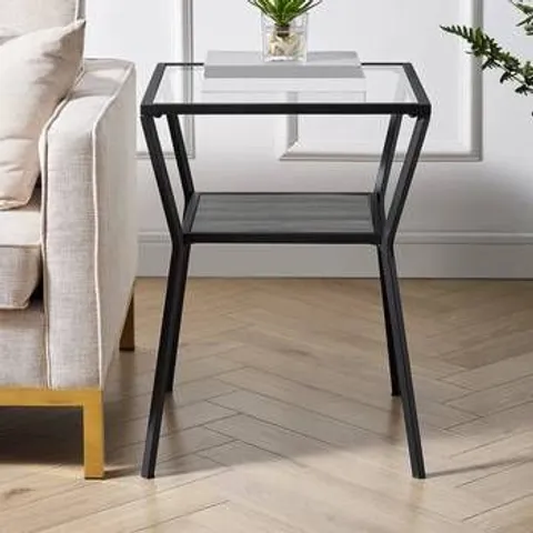 BOXED RANSOME SIDE TABLE - DARK WALNUT