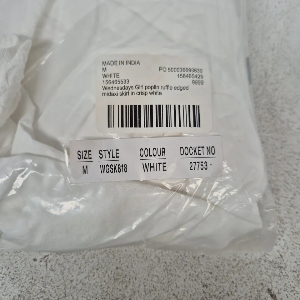 WEDNESDAY'S GIRL WHITE POPLIN MIDAXI SKIRT – SIZE M (WGSK818)