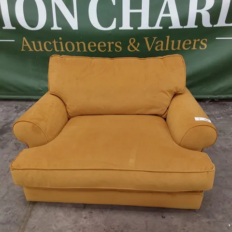 QUALITY BRITISH MADE LOUNGE Co BRIONY SNUGGLER CHAIR GOLD PLUSH FABRIC