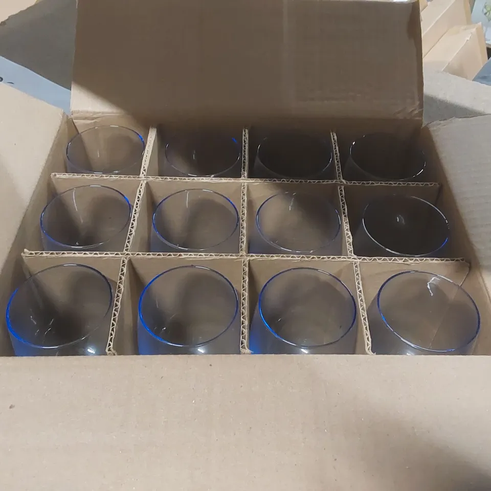 12x BRAND NEW BOXED LIBBEY MONTIBELLO MISTY BLUE BOWL 384ML WINE GLASSES