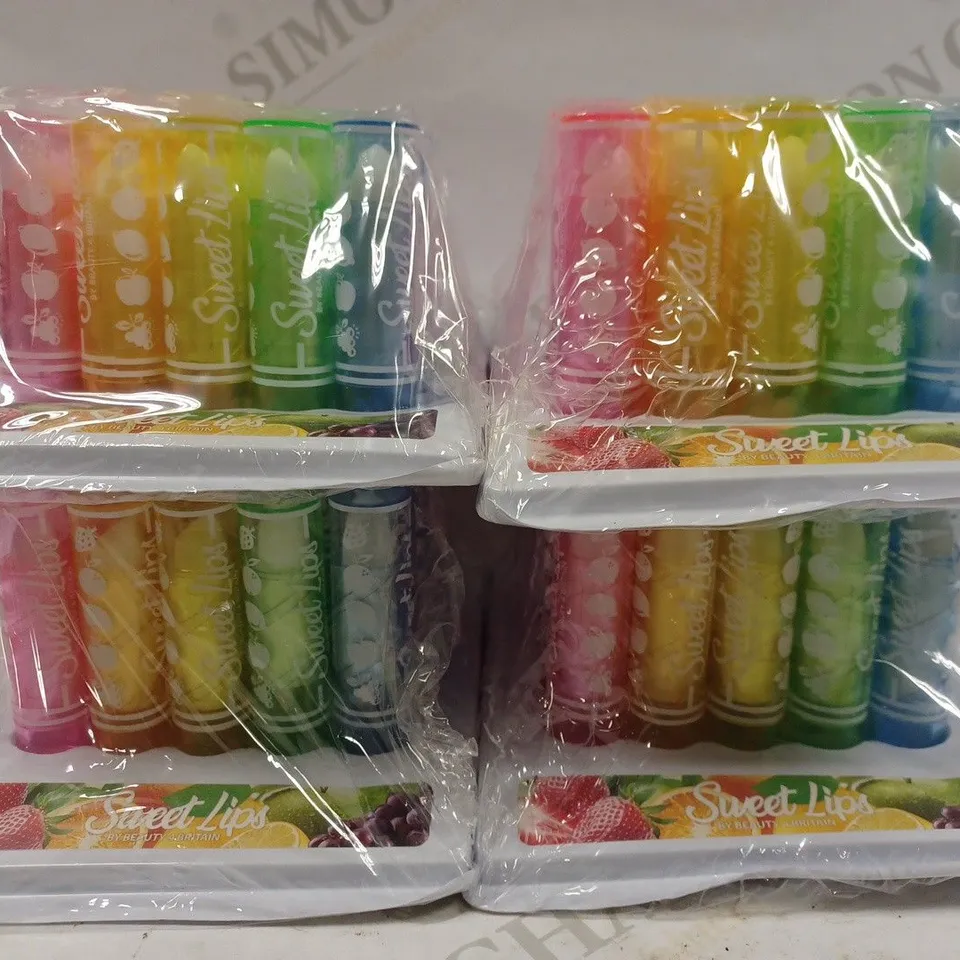 BOX OF APPROX 100 ASSORTED SWEET LIPS BEAUTY LIP BALMS 