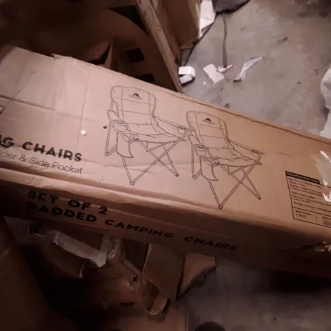 BOXED KEPLIN VOYAGER PADDED CAMPING CHAIRS WITH CUP HOLDER AND SIDE POCKETS 