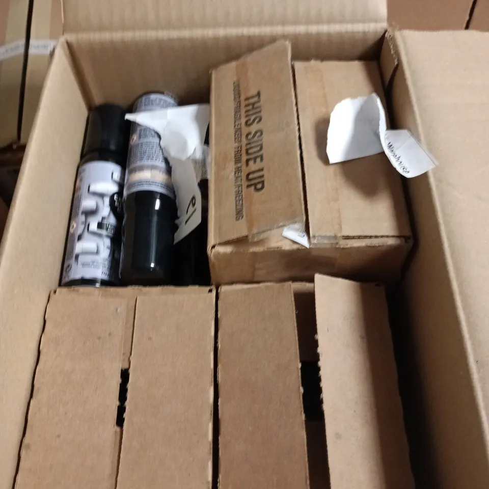 BOX OF APPROXIMATELY 50 MATRIX HAIRCARE PRODUCTS TO INCLUDE BRASS OFF PROTECTING CREAMS, TEMPORARY COLOUR SPRAYS AND VOLUME BOOSTERS