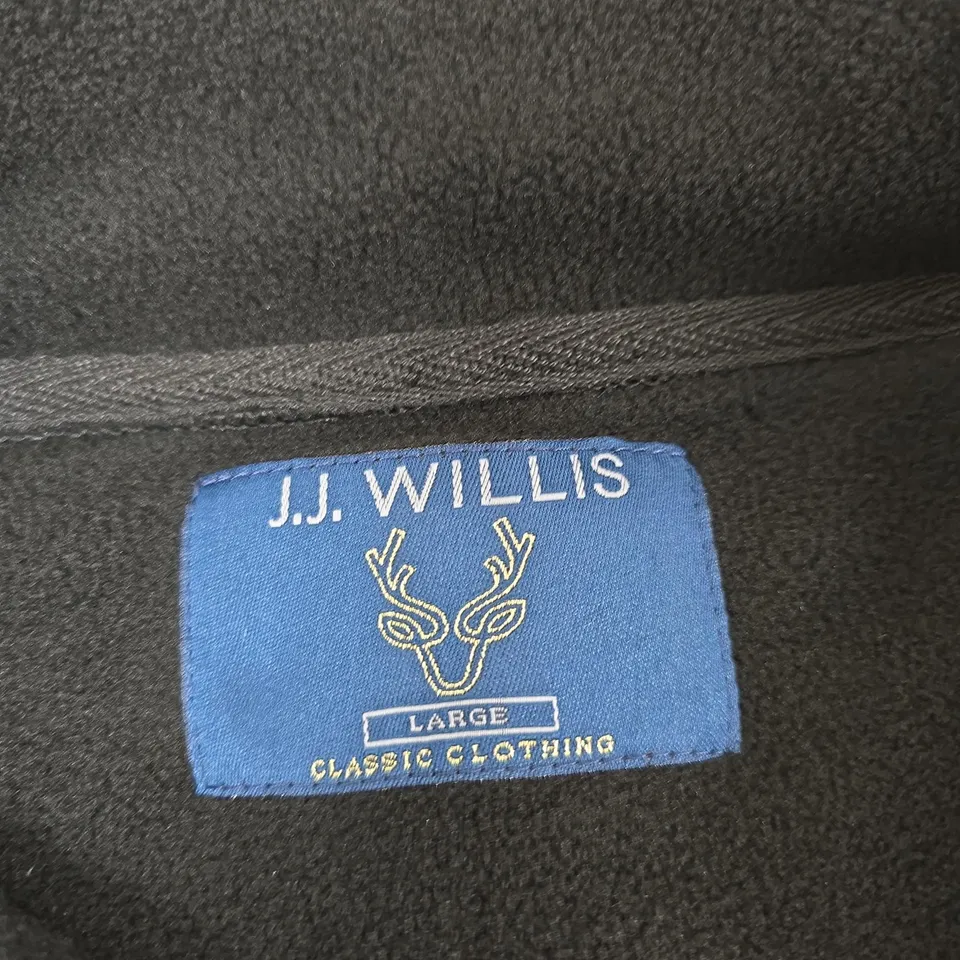 J.J. WILLIS CLASSIC CLOTHING BLACK FLEECE JACKET – SIZE LARGE