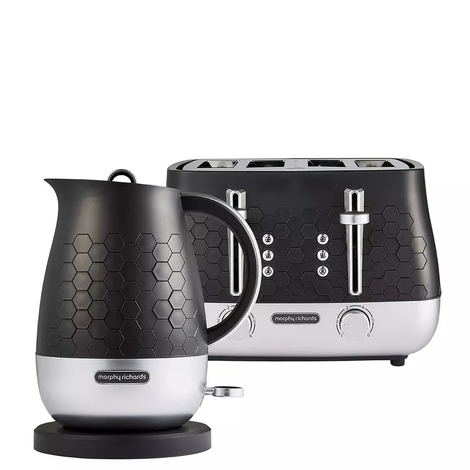BOXED MORPHY RICHARDS CASSINI KETTLE & TOASTER - BLACK (2 BOXES) RRP £114