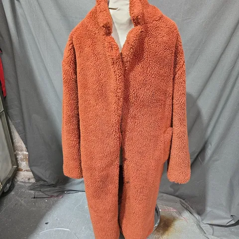 URBAN OUTFITTERS TEDDY COAT – ORANGE - SMALL