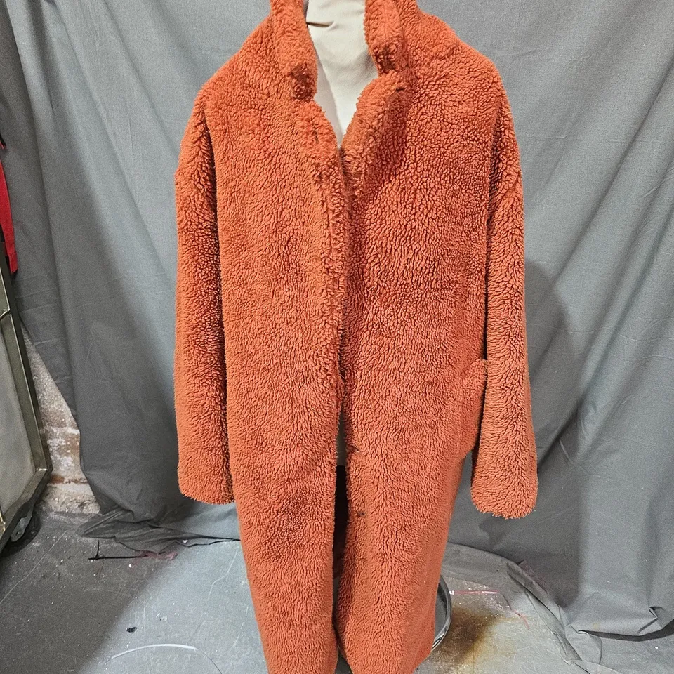 URBAN OUTFITTERS TEDDY COAT – ORANGE - SMALL