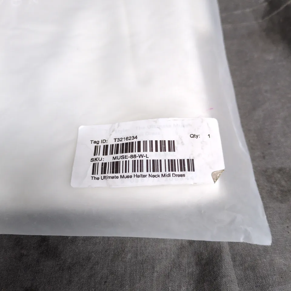 ODD MUSE THE ULTIMATE MUSE MIDI DRESS WHITE LARGE, BAGGED WITH TAGS