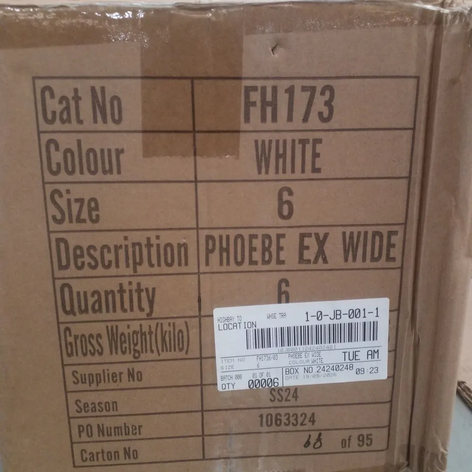 BOX CONTAINING APPROXIMATELY 6 PAIRS OF SIMPLY BE WHITE PHOEBE EX WIDE SANDALS - SIZE 7