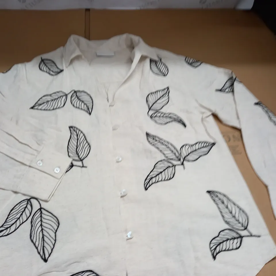 FIG & BASIL LADIES LINEN BEADED SHIRT - 8