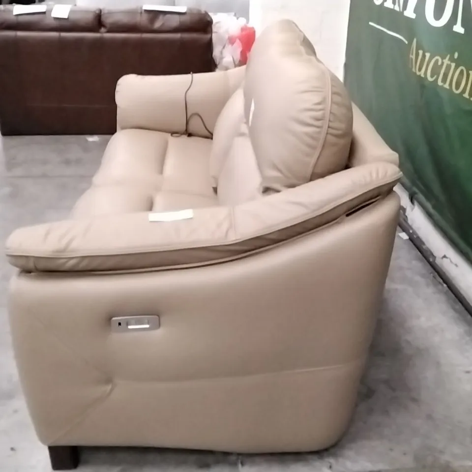 QUALITY BRITISH DESIGNER G PLAN MANUFACTURED JACKSON 3 SEATER ELECTRIC RECLINER DBL SOFA  - CAMBRIDGE SAND LEATHER 