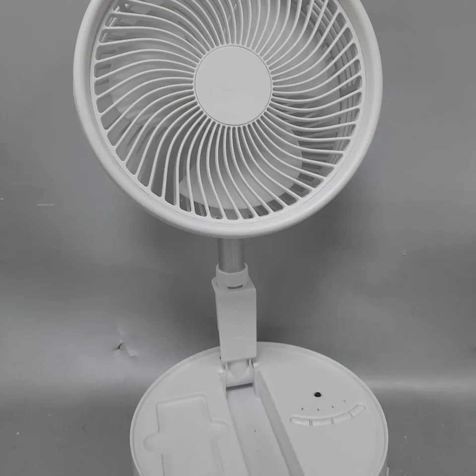 BOXED BELL & HOWELL OSCILLATING FOLDING RECHARGEABLE FAN, WHITE