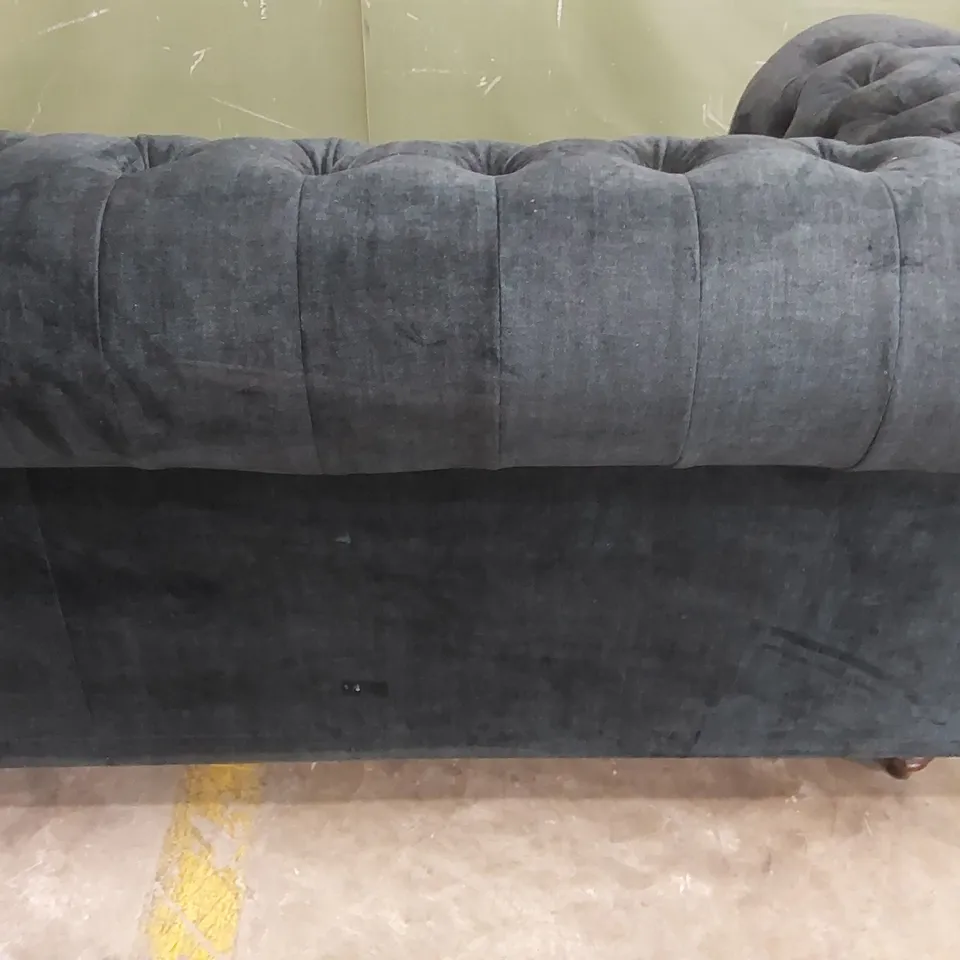 DESIGNER 3 SEATER FABRIC SOFA - DARK BLUE