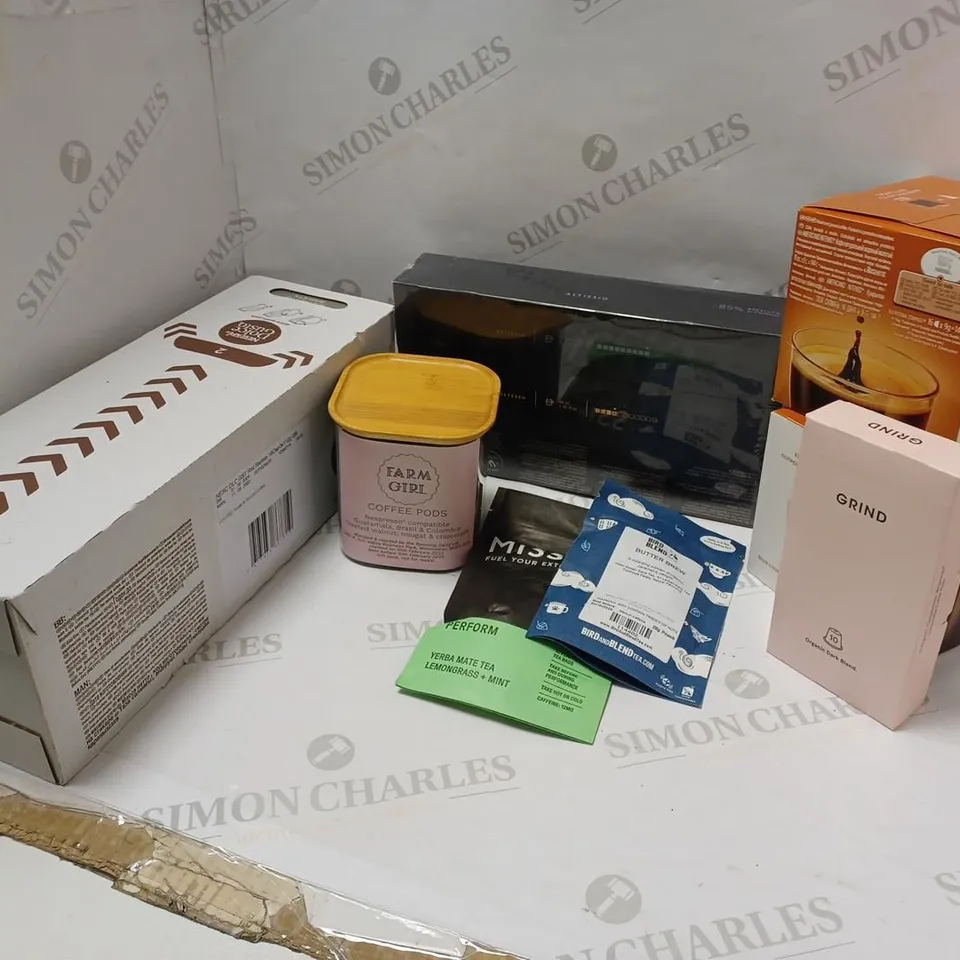 LOT OF APPROXMATELY 8 ITEMS TO INCLUDE NESCAFÉ DOLCE GUSTO ESPRESSO COFFEE BARISTA 16 CAPSULES (PACK 3), FARM GIRL COFFEE PODS, NESCAFE CREATIONS PACK OF 3, ETC