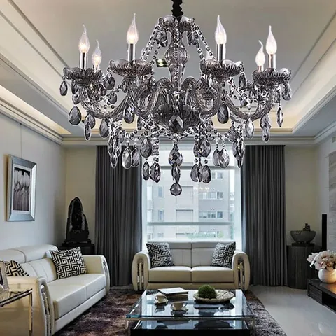 BOXED AMES GENUINE GREY CRYSTAL CHANDELIER (1 BOX)