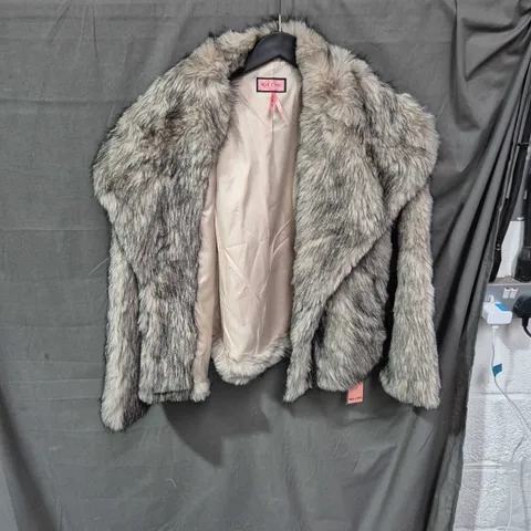 RED CHILI WOMEN'S FUR COAT – SIZE SM – GREY FUR WITH PINK LINING