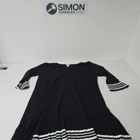 BONPRIX WOMEN'S BLACK JUMPER– UK 2XL (EU 52/54) WITH STRIPED CUFFS & HEM