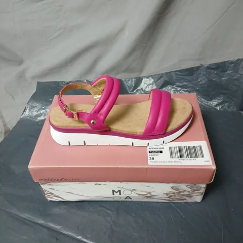 MODA IN PELLE FUSCHIA LEATHER DOUBLE BAND SANDALS SIZE 38 BOXED