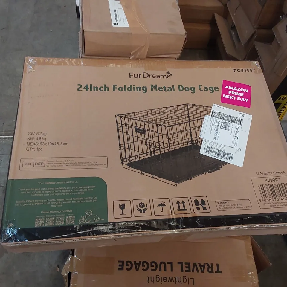 BOXED FURDREAMS 24" FOLDING METAL DOG CAGE