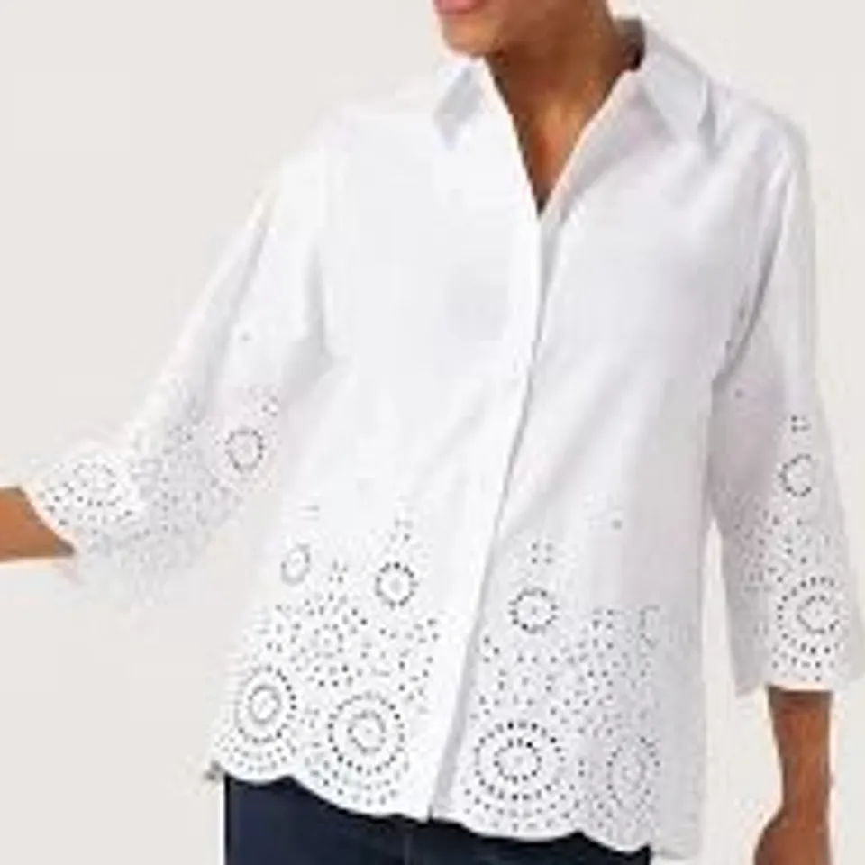RUTH LANGSFORD BRODERIE BLOUSE WHITE 8