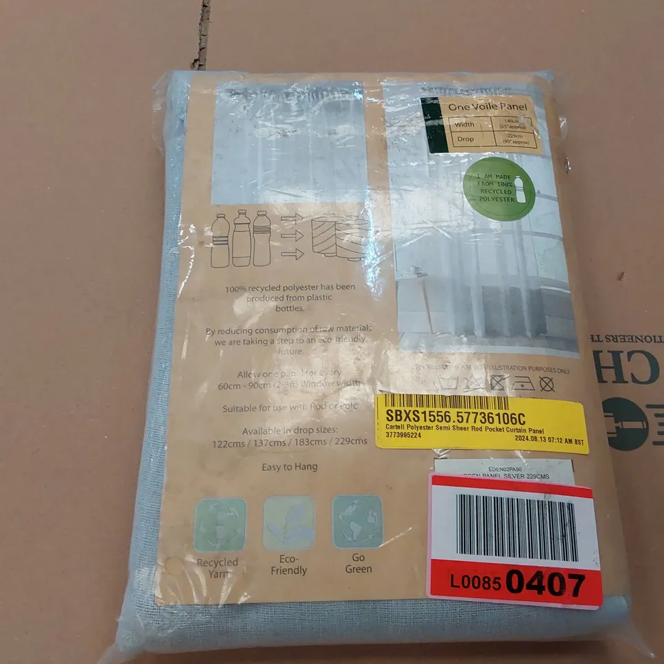 BAGGED CARTELL POLYESTER SEMI-SHEER ROD POCKET CURTAIN PANEL - 140 x 229CM (1 ITEM)