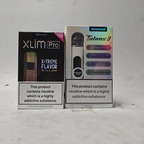 BOX OF APPROXIMATELY 15 ASSORTED E-CIGARETTES PRODUCTS TO INCLUDE - HORIZON TECH TALONS 3 , OXVA XLIM PRO 