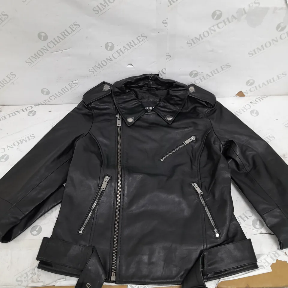 BARNEY ORIGINALS LEATHER BLACK JACKET SIZE 8 