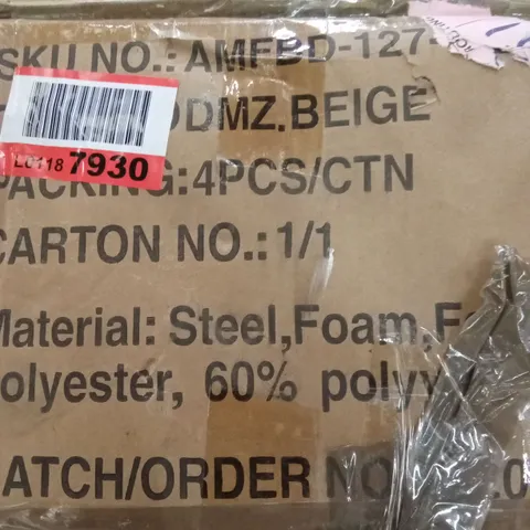 BOXED MODERN UPHOLSTERED HIGH BACK CHAIR -BEIGE-