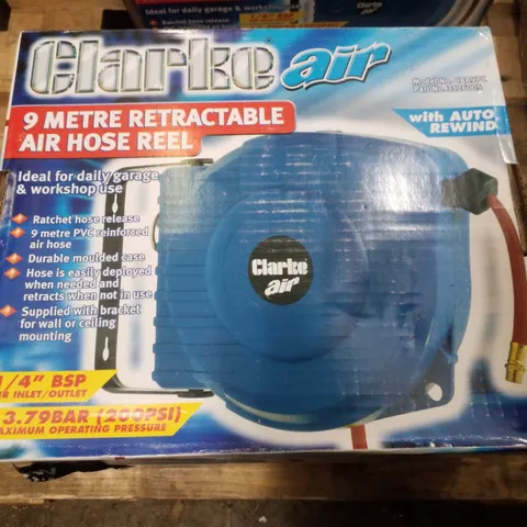 BOXED CLARKE CAR9PC 9M RETRACTABLE AIR HOSE REEL