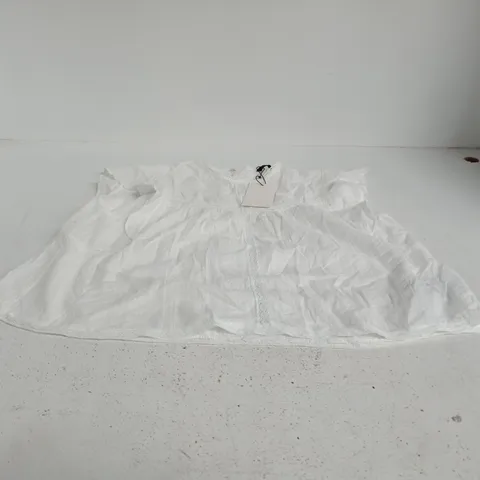 ZARA WOMEN'S WHITE LACE-TRIM TOP, UK SIZE L (US M) – TAG ATTACHED