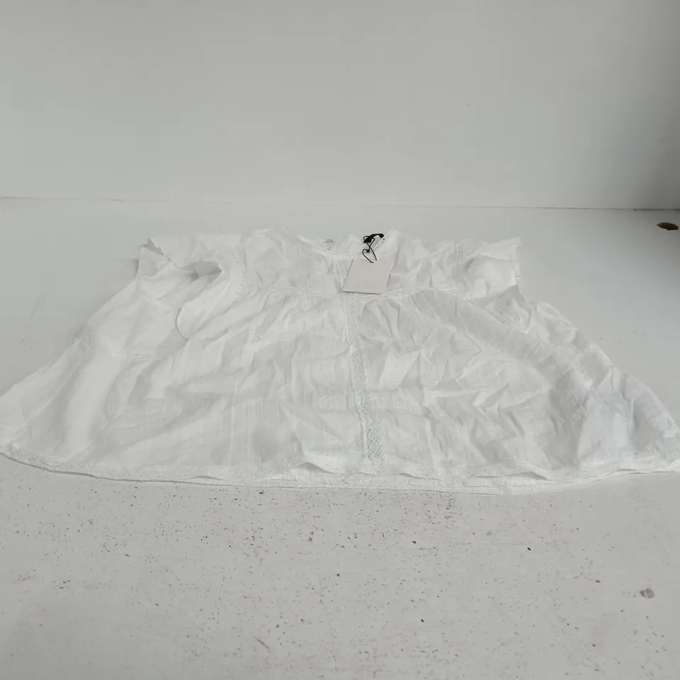 ZARA WOMEN'S WHITE LACE-TRIM TOP, UK SIZE L (US M) – TAG ATTACHED