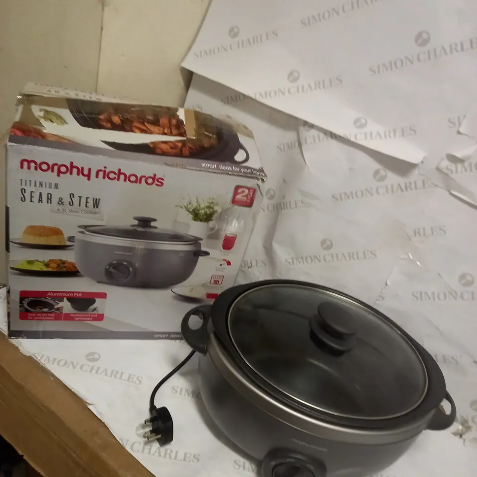 MORPHY RICHARDS OVAL SEAR AND STEW 6.5 LITRE SLOW COOKER GREY