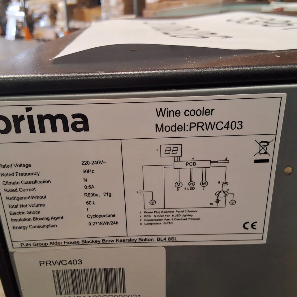 PRIMA PRWC403 30CM WINE COOLER 19 BOTTLES