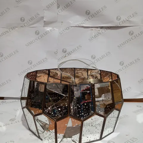 JOHN LEWIS ROMY MIRRORED GLASS PENTAGON CEILING LIGHT, STAINLESS STEEL