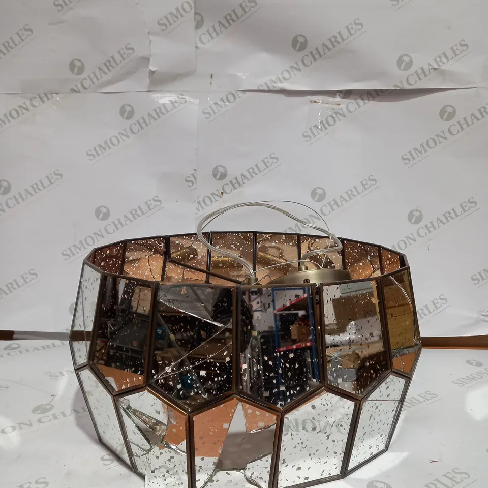 JOHN LEWIS ROMY MIRRORED GLASS PENTAGON CEILING LIGHT, STAINLESS STEEL