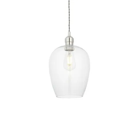 BOXED MILO LIGHTING CHIARORE CEILING PENDANT 1 LIGHT BRIGHT NICKEL PLATE WITH CLEAR GLASS SHADE